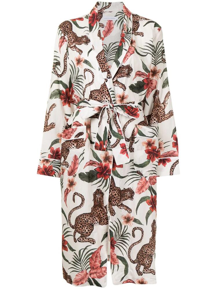 Desmond & Dempsey Soleia botanical-print robe - White Cover