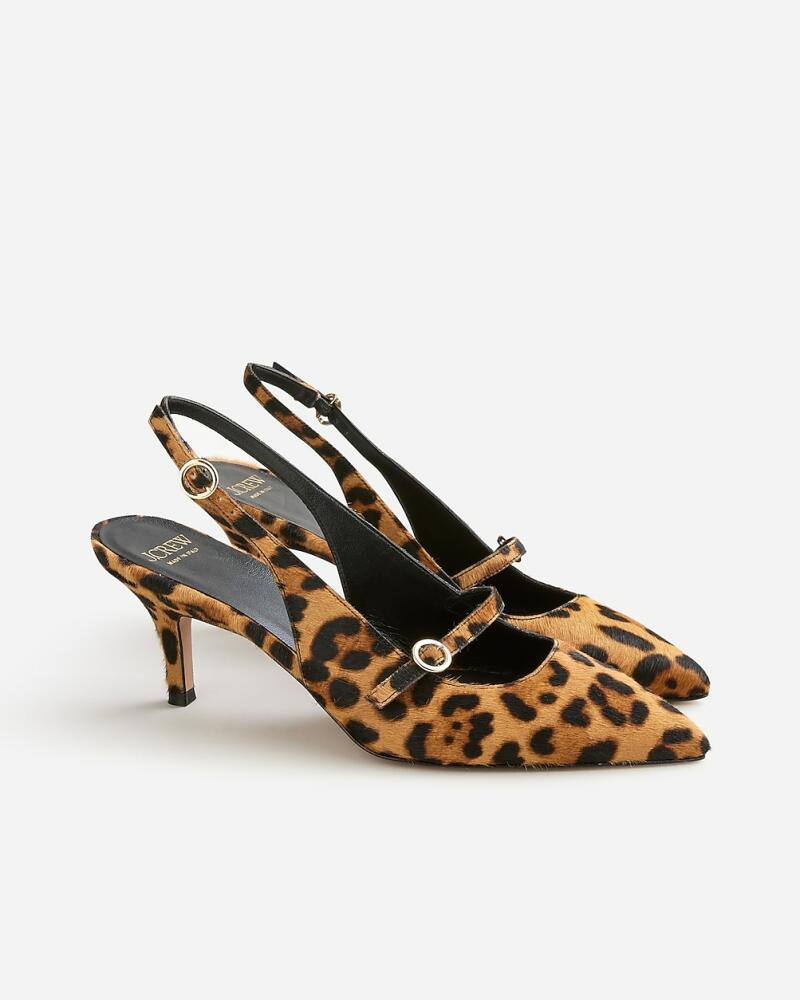 J.Crew Made-in-Italy Colette buckle slingback pumps in leopard-print calf hair Cover