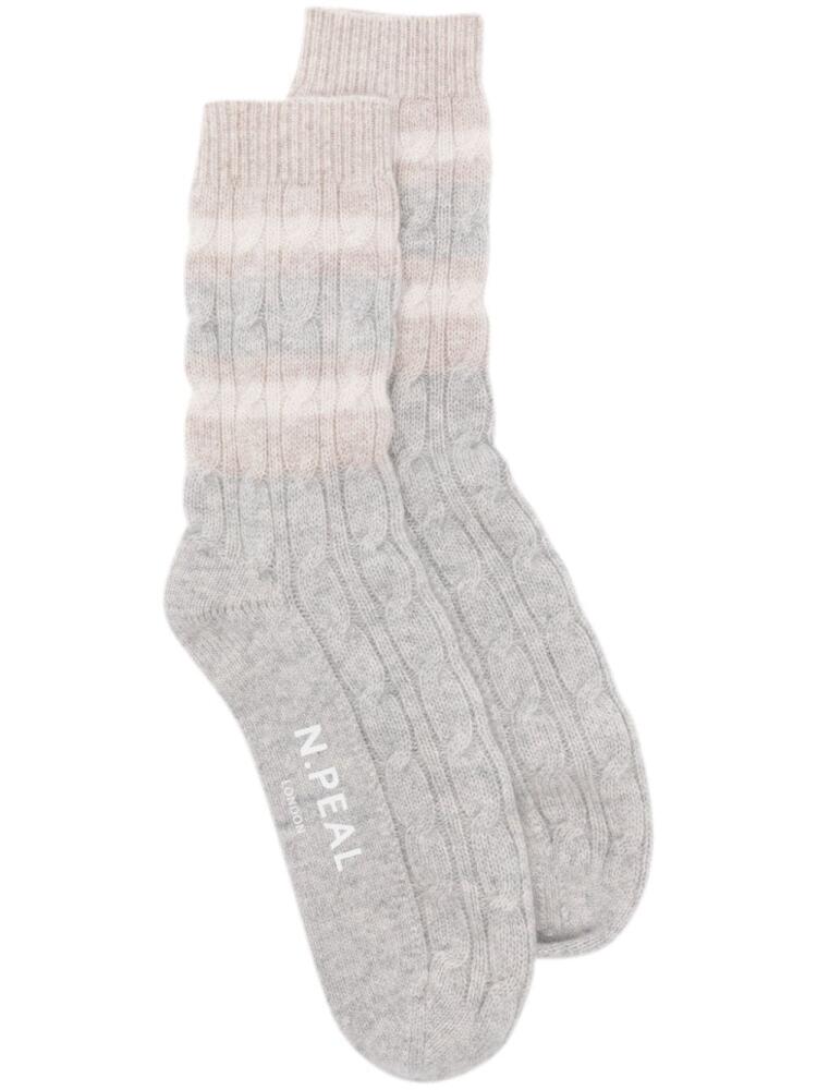 N.Peal stripe cable socks - Grey Cover