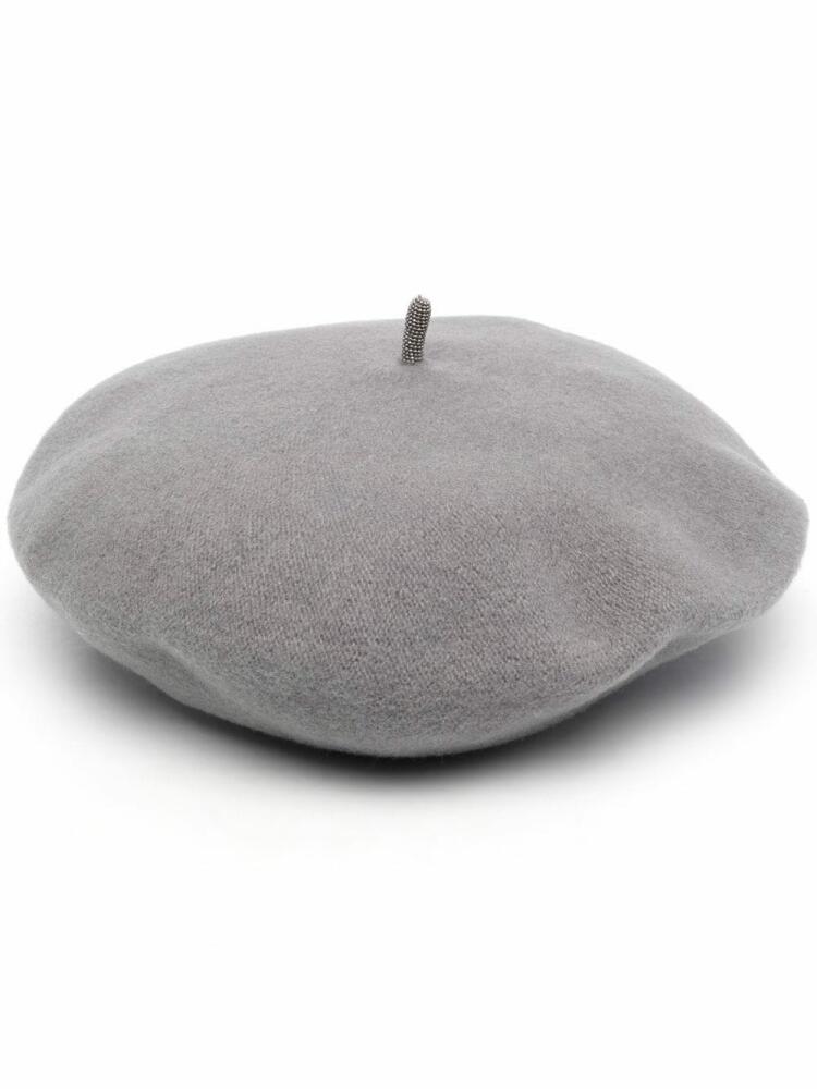 Brunello Cucinelli bead-embellished wool beret - Grey Cover