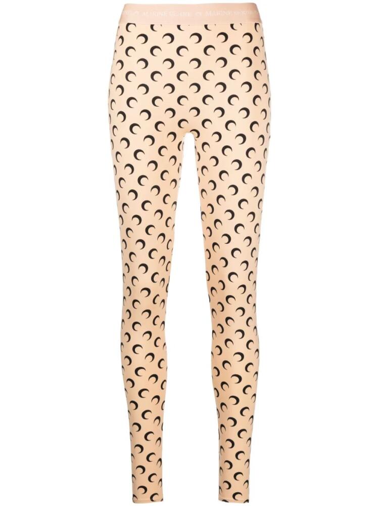 Marine Serre Fuseaux Crescent Moon-print leggings - Neutrals Cover