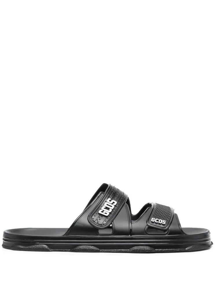 GCDS logo-detail open-toe slides - Black Cover