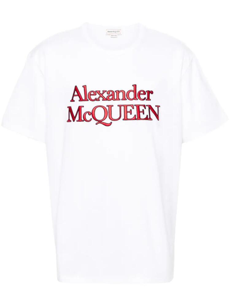 Alexander McQueen logo-embroidered cotton T-shirt - White Cover