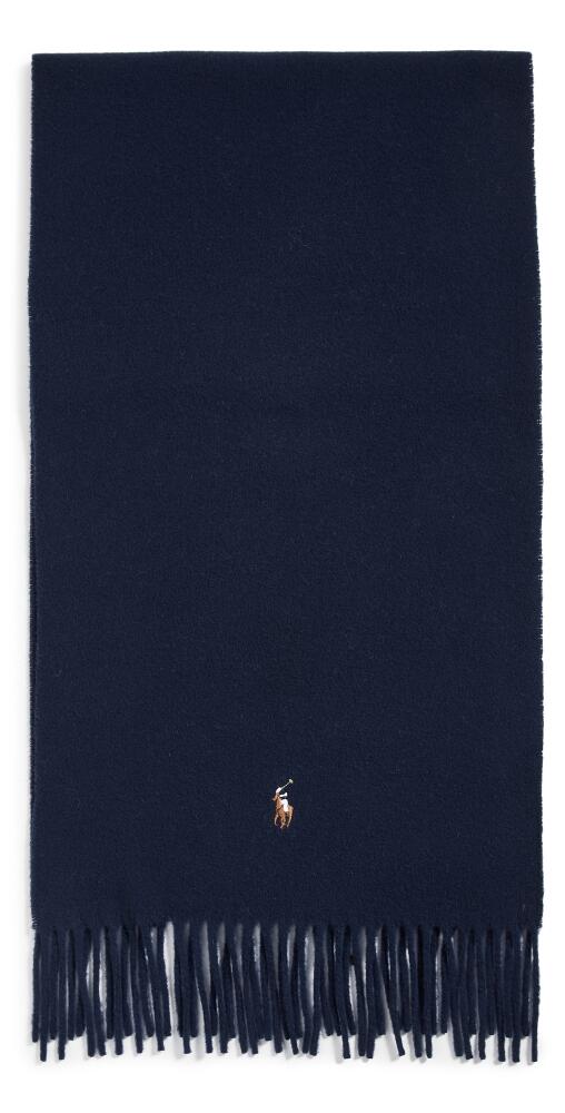 Polo Ralph Lauren Signature Italian Virgin Wool Scarf Hunter Navy Cover