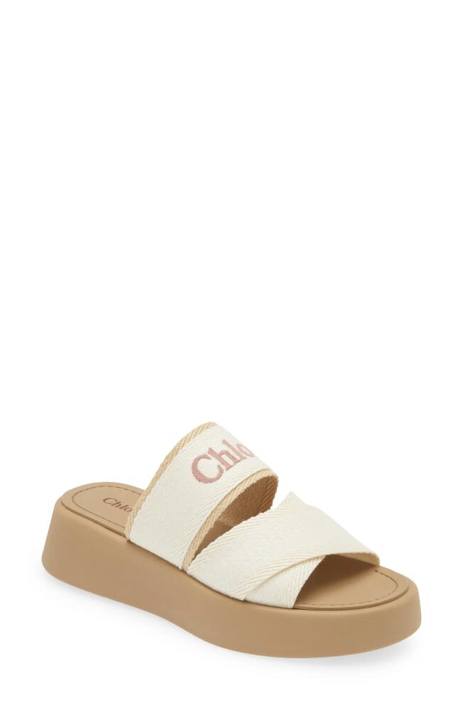 Chloé Mila Slide Sandal in Beige - White Cover