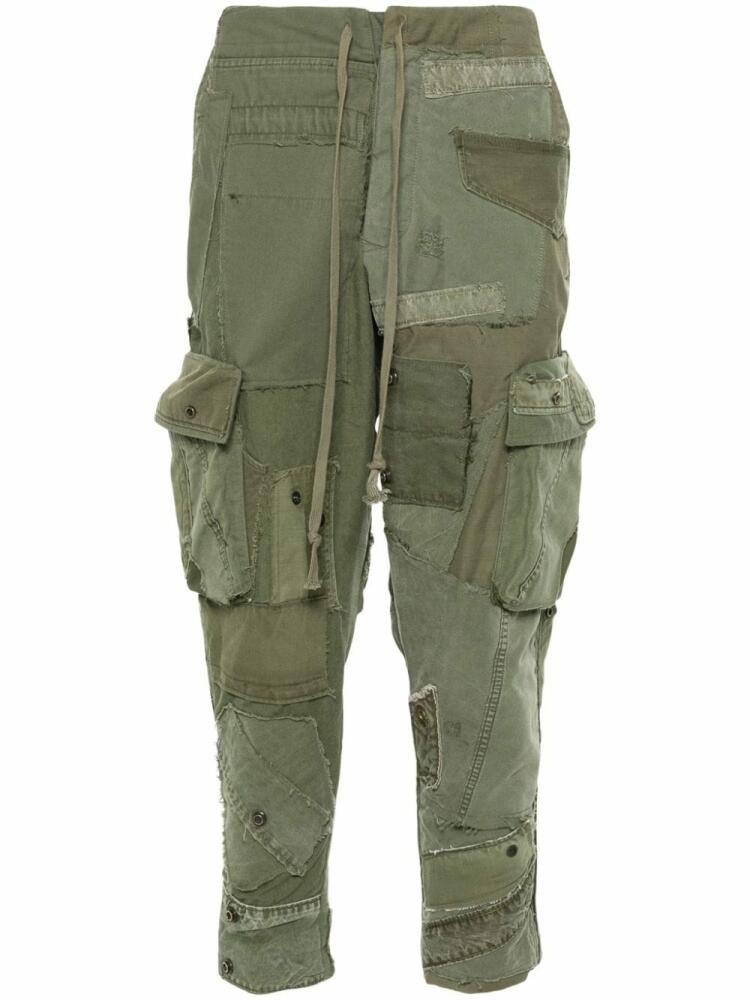 Greg Lauren patchwork-design cotton trousers - Green Cover