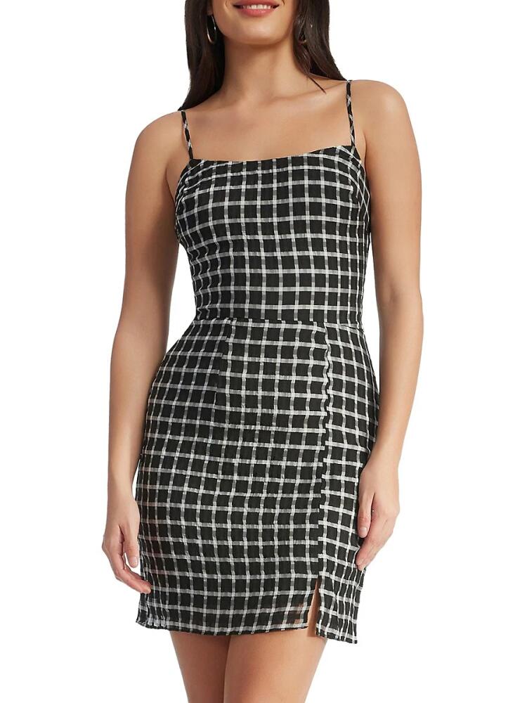 Dress The Population Women's Kallan Plaid Bodycon Mini Dress - Black White Cover