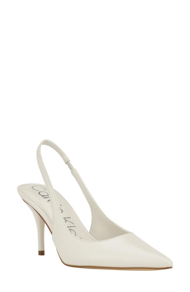 Calvin Klein Cinola Slingback Pointed Toe Pump in Ivory Leather Cover