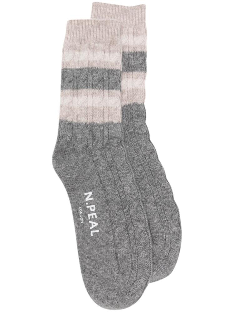 N.Peal stripe cable socks - Neutrals Cover