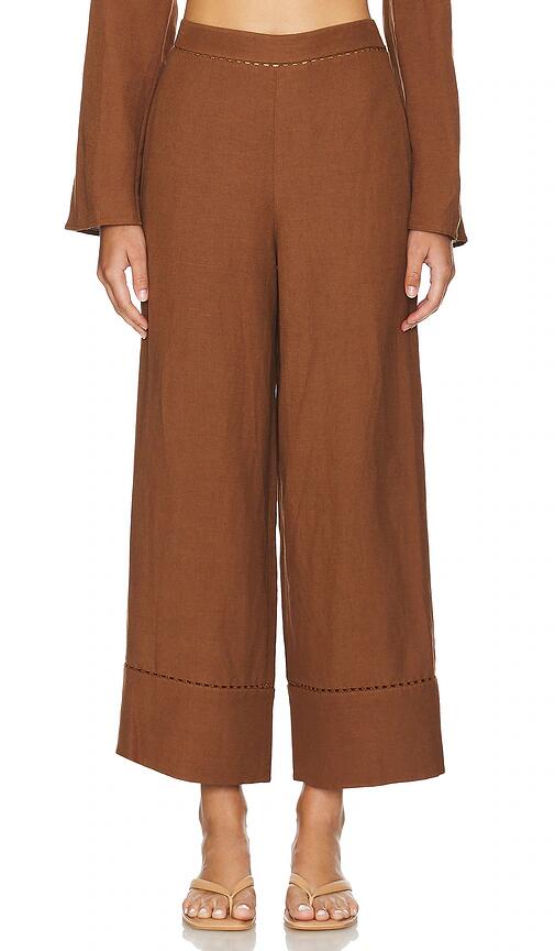 SIMKHAI Colley Cropped Straight Leg Pant in Brown Cover