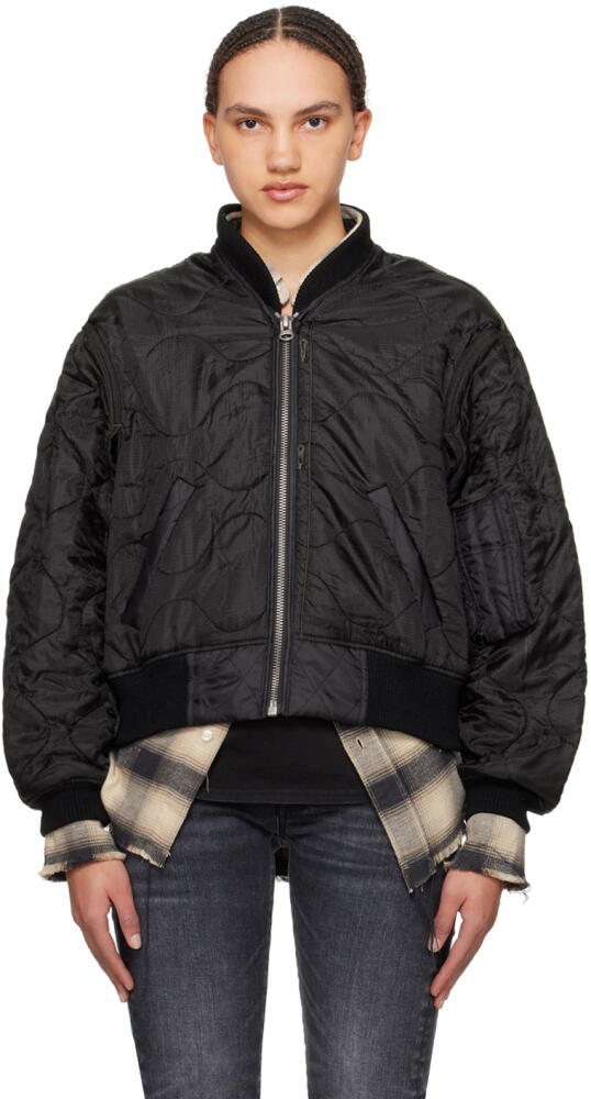 R13 Black Quilted Bomber Jacket Cover