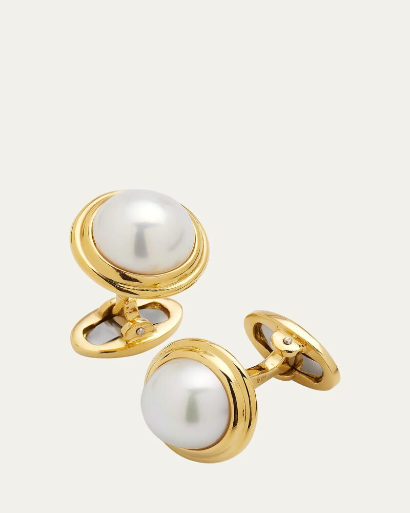 Jan Leslie Men's 18K Gold Mabe Pearl Cufflinks Cover