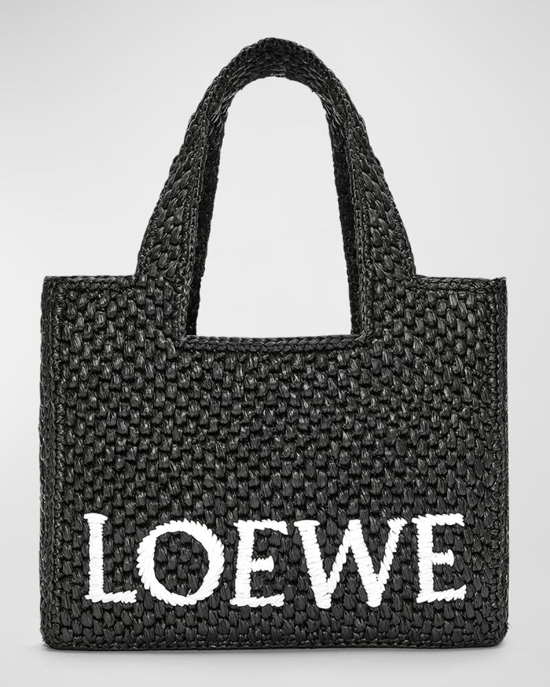 Loewe x Paula's Ibiza Font Logo Small Tote Bag in Raffia Cover