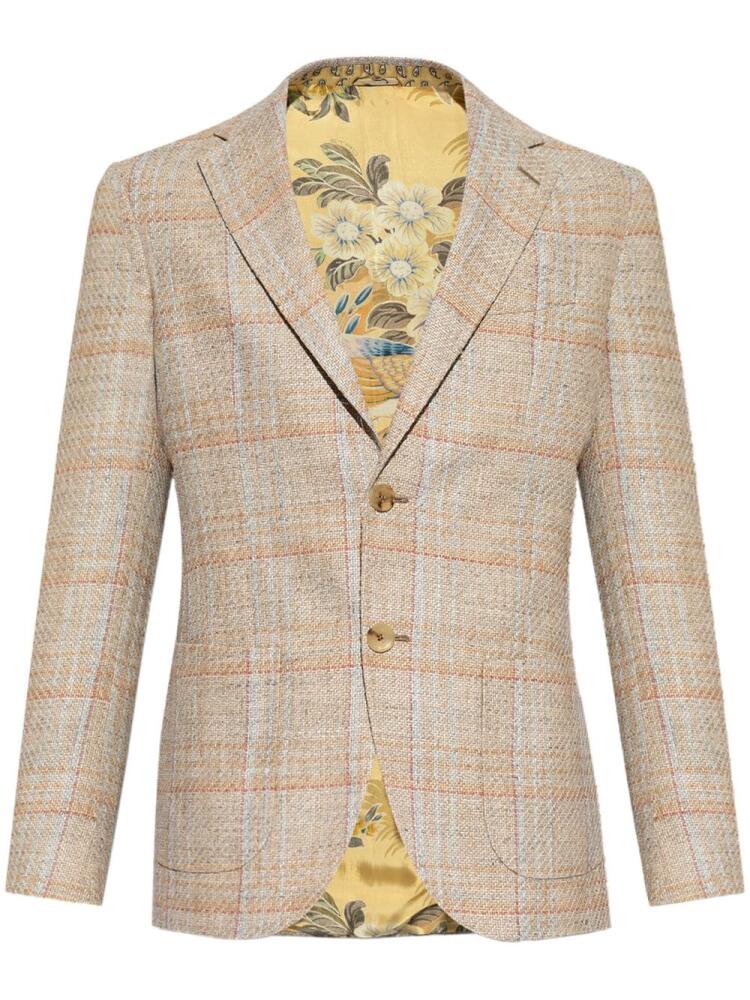 ETRO soft check notched lapels blazer - Neutrals Cover