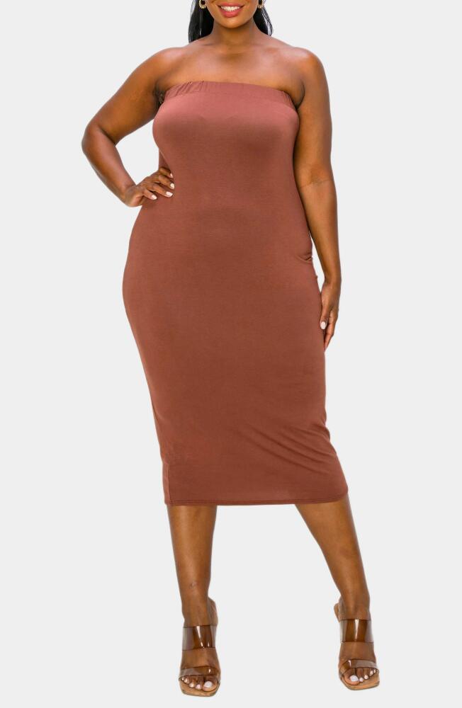 L I V D Willow Strapless Jersey Dress in Toffee Cover