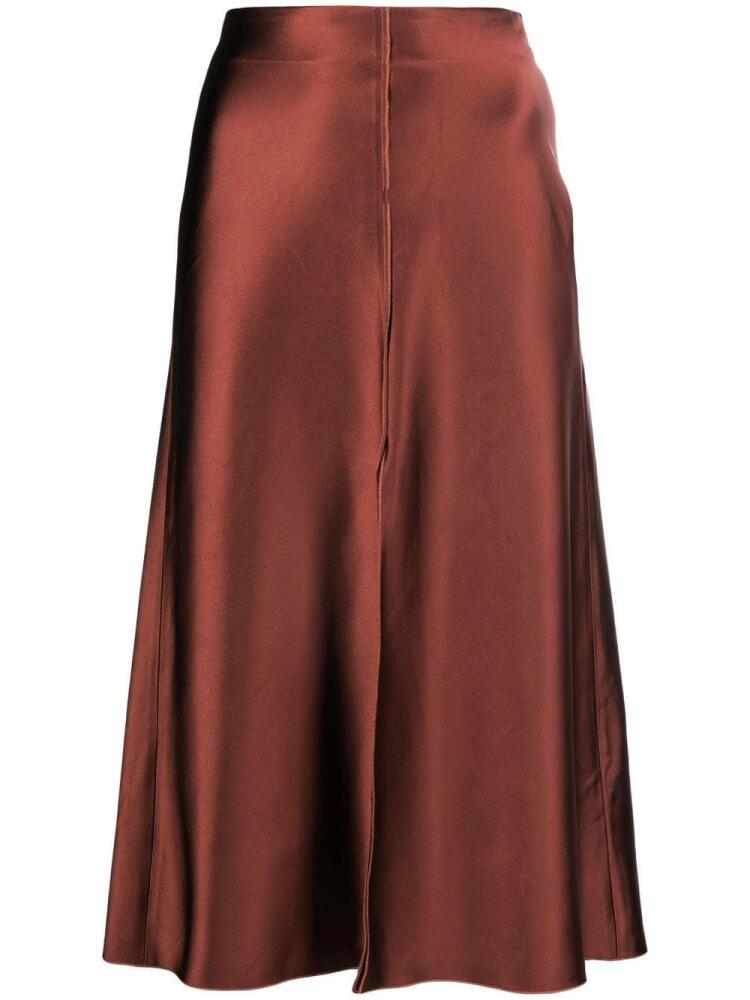 Forte Forte high-waisted satin-finish midi skirt - Brown Cover