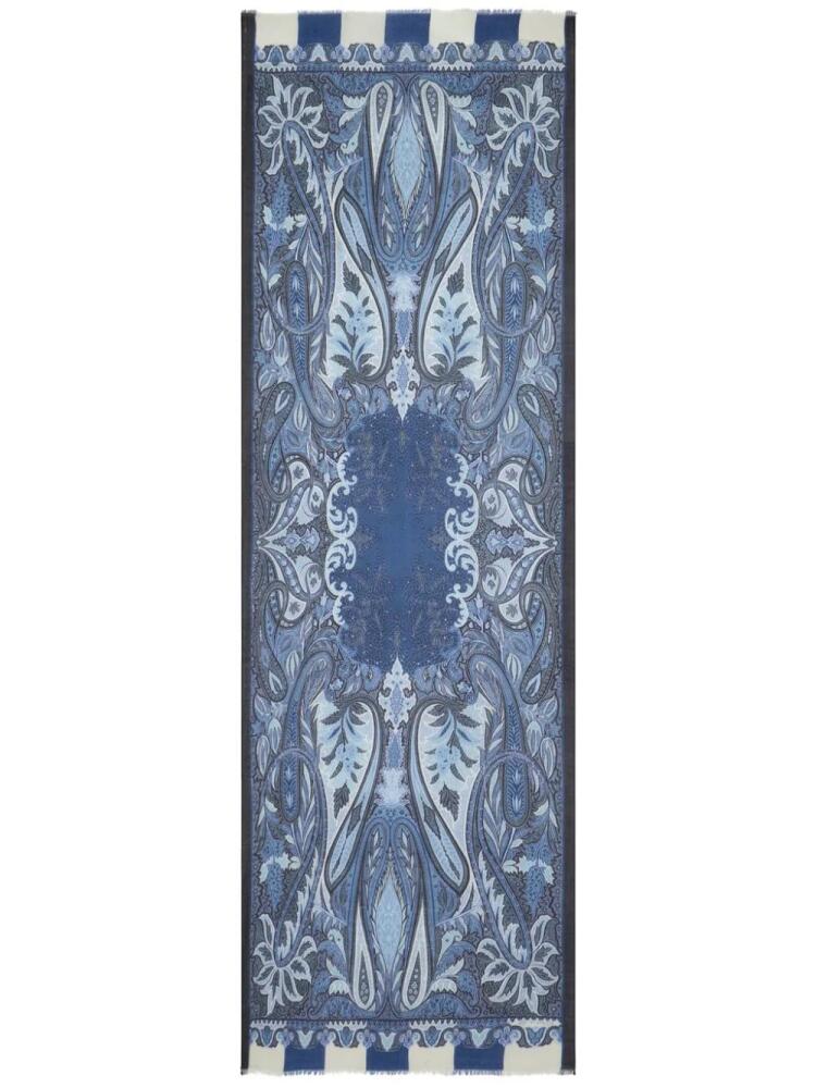 ETRO frayed paisley-jacquard scarf - Blue Cover