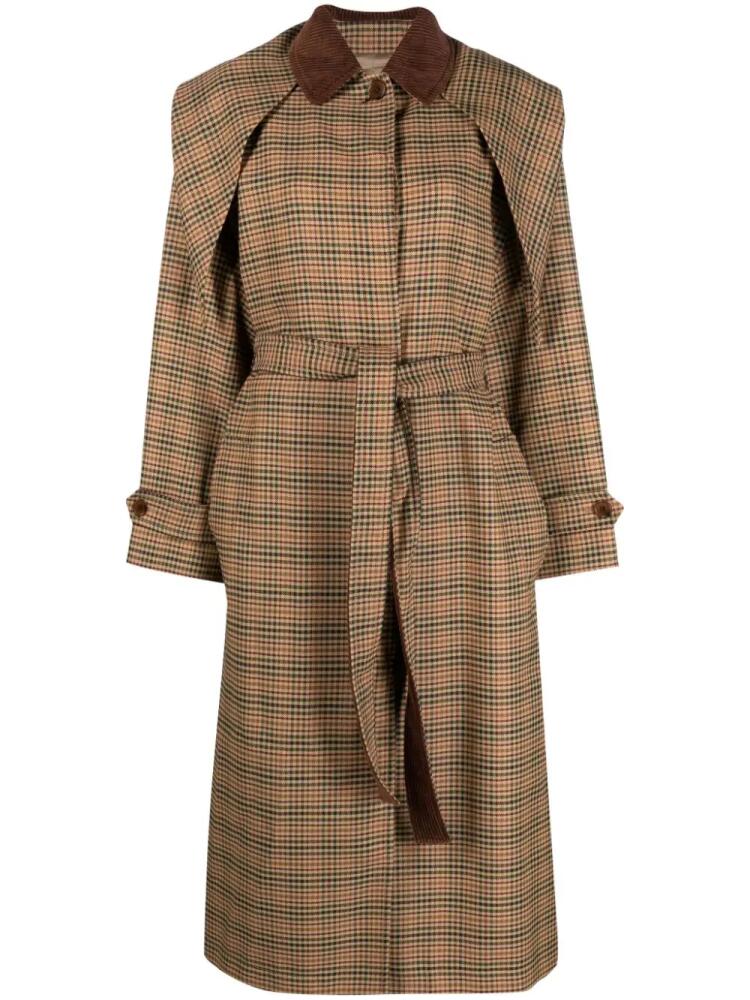 Kenzo Prince of Wales-pattern belted trench coat - Neutrals Cover