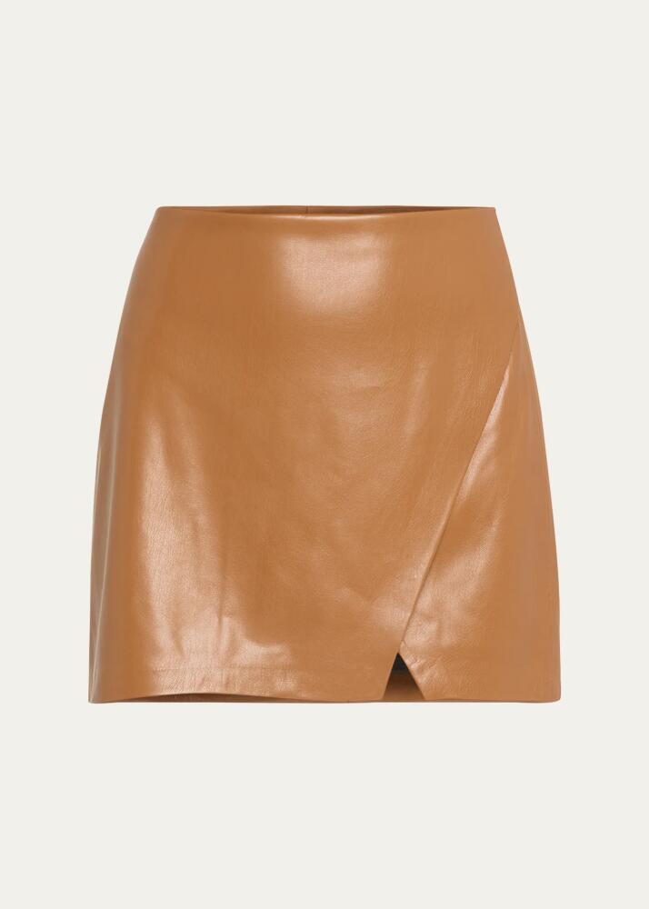 Alice + Olivia Siobhan Vegan Leather Wrap Mini Skirt Cover