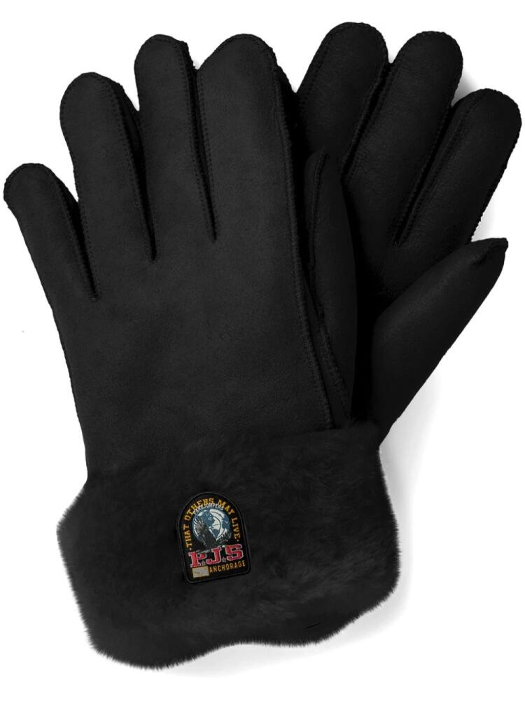 Parajumpers logo-patch shearling gloves - Black Cover