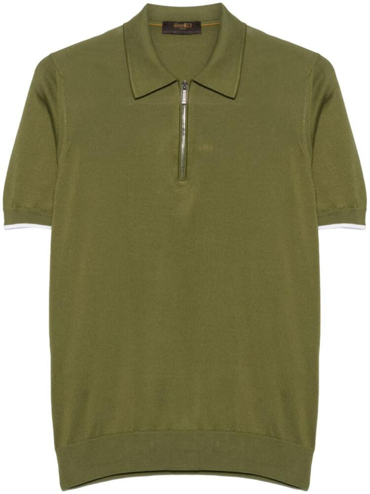 Moorer cotton half-zipped polo shirt - Green Cover