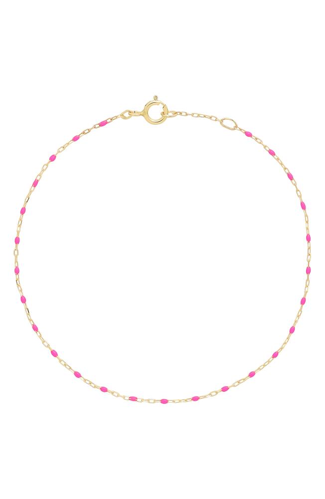 Bony Levy 14K Gold Enamel Chain Bracelet in 14K Yellow Gold Pink Cover