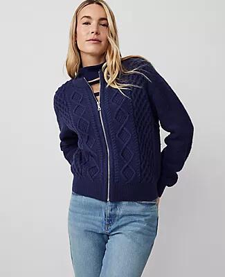 Ann Taylor Weekend Mixed Stitch Bomber Jacket Cover