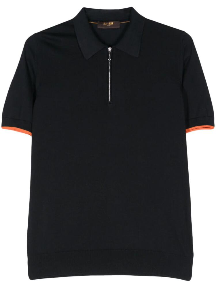 Moorer Damon fine-knit cotton polo shirt - Blue Cover