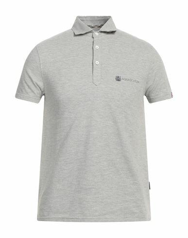 Aquascutum Man Polo shirt Grey Cotton, Elastane Cover