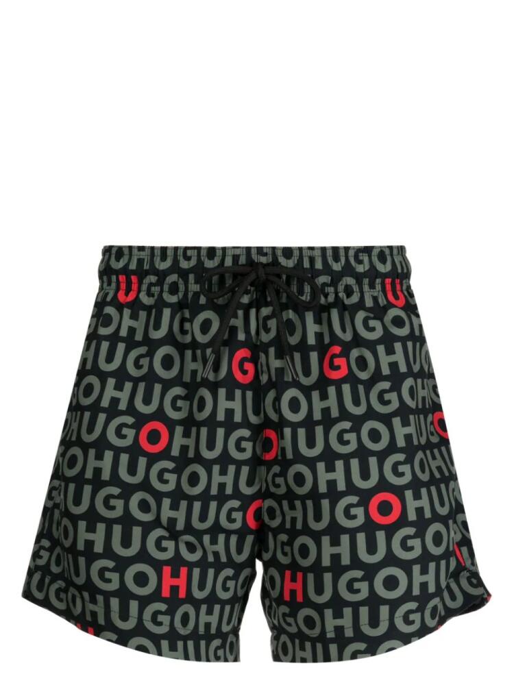 HUGO logo-print swim shorts - Green Cover