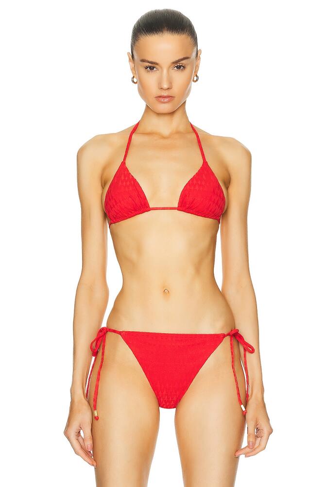 Wolford Logo Swim Triangle Bikini Top in Red Cover