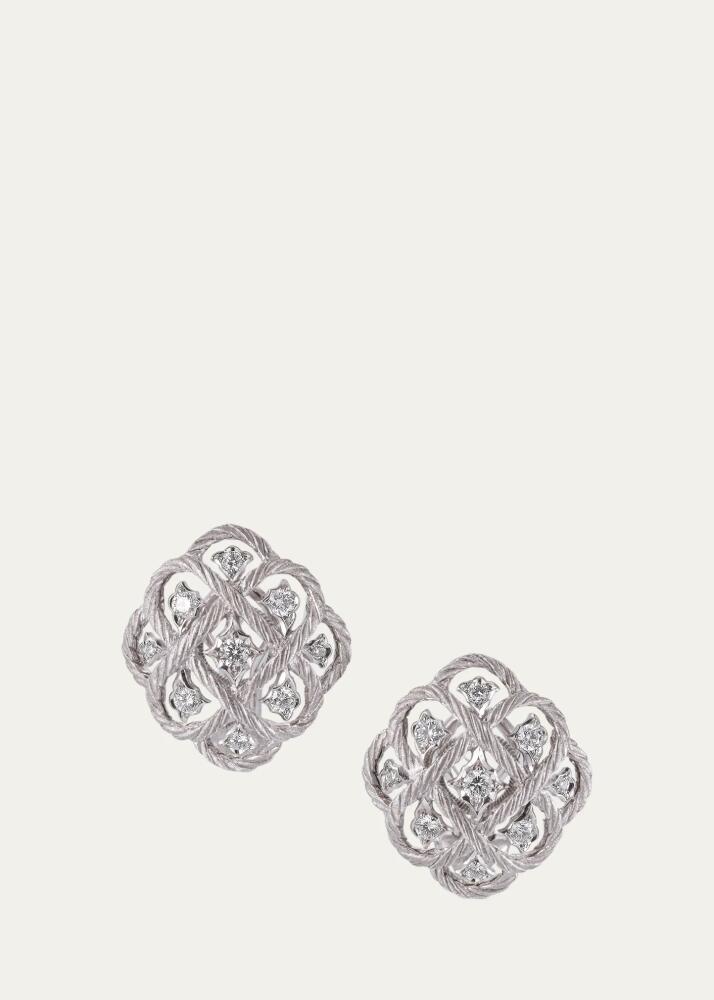 Buccellati Etoilee 18K White Gold Diamond Button Earrings Cover