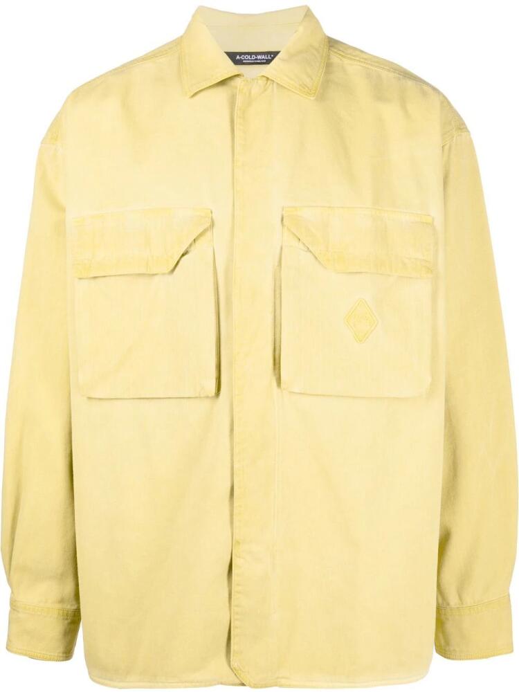 A-COLD-WALL* embroidered-logo cotton overshirt - Yellow Cover