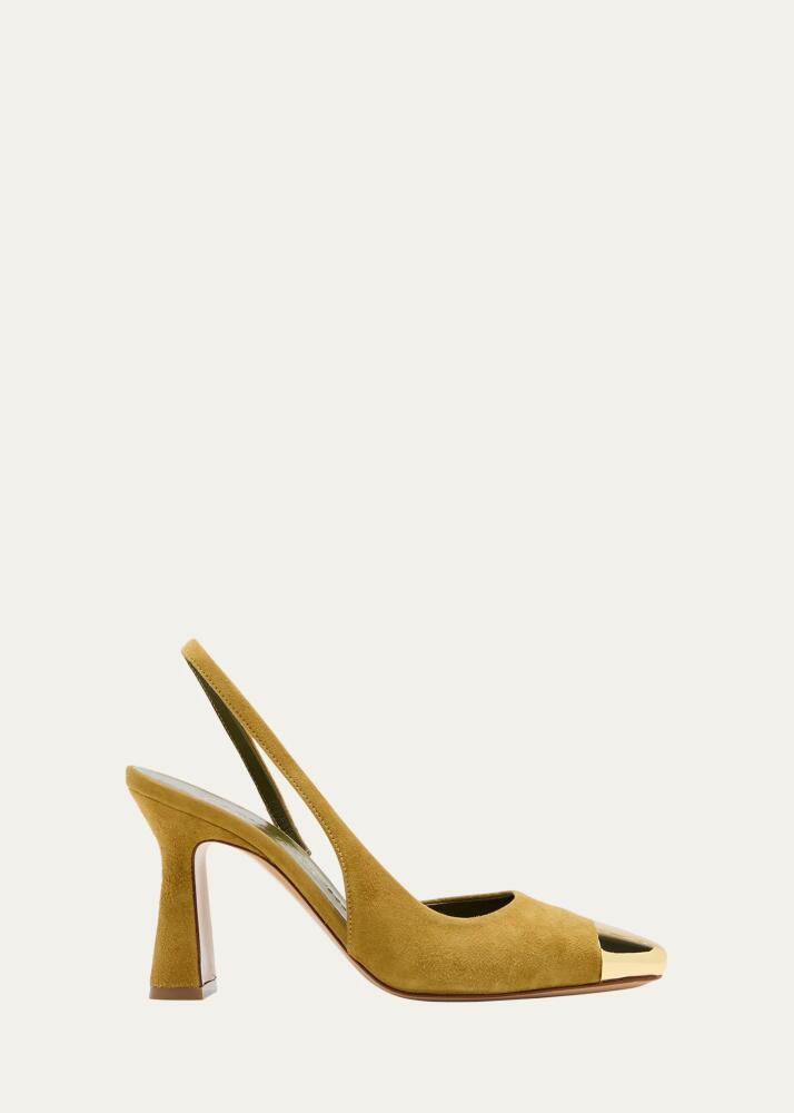 Maria Luca Eleonora Suede Metal-Toe Slingback Pumps Cover