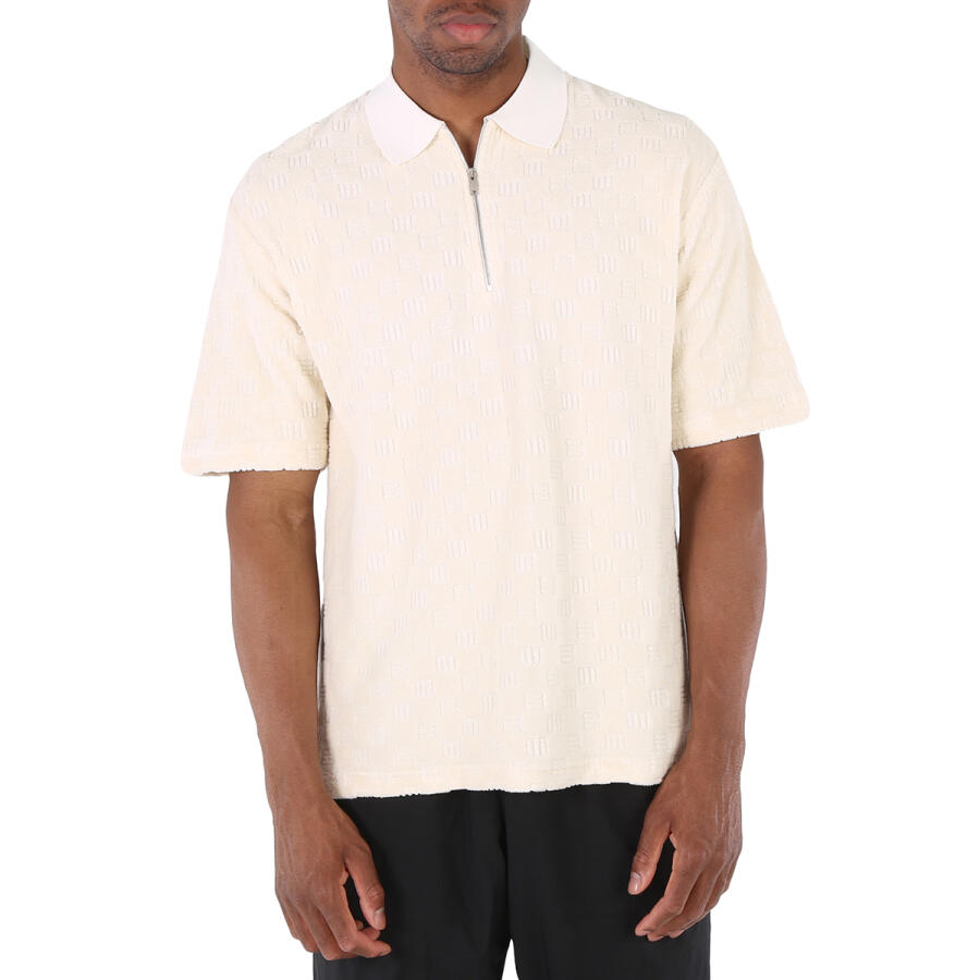 Ambush Mens White Asparagus Monogram Half Zip Polo Shirt Cover