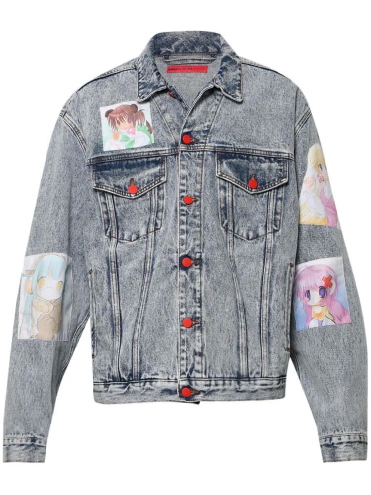 MEMBERS OF THE RAGE patch-detail acid-wash denim jacket - Blue Cover