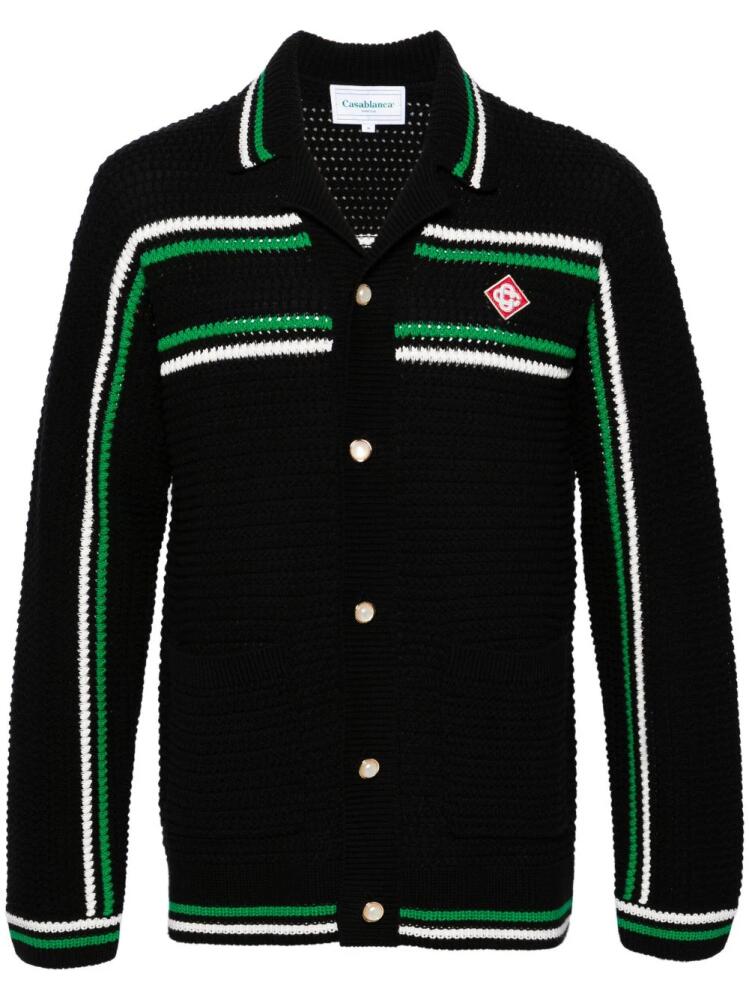 Casablanca striped crochet-effect cardigan - Black Cover