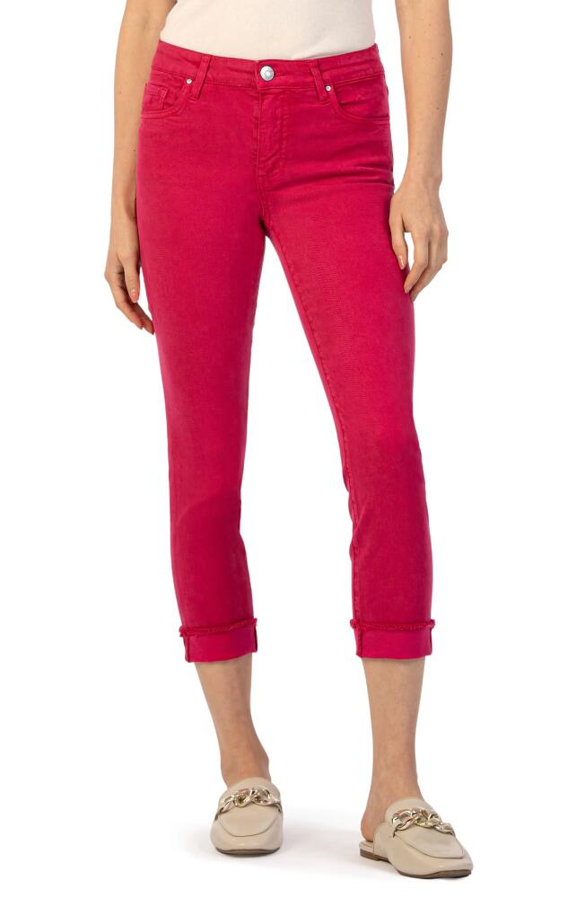 KUT from the Kloth Amy Fray Hem Crop Skinny Jeans in Brave Fuschia Cover