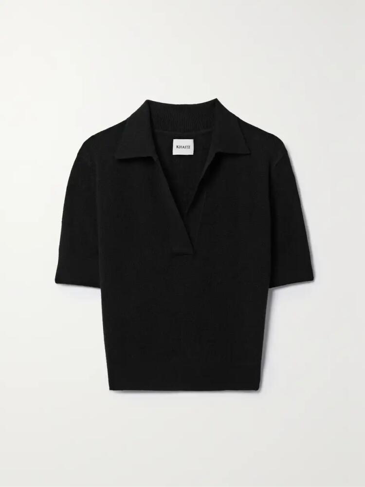 KHAITE - Shrunken Jo Cashmere-blend Polo Shirt - Black Cover