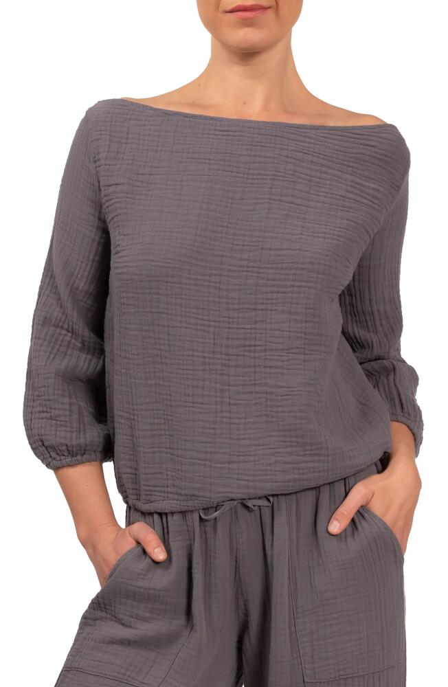 Everyday Ritual Penny Gauze Lounge Top in Slate Cover