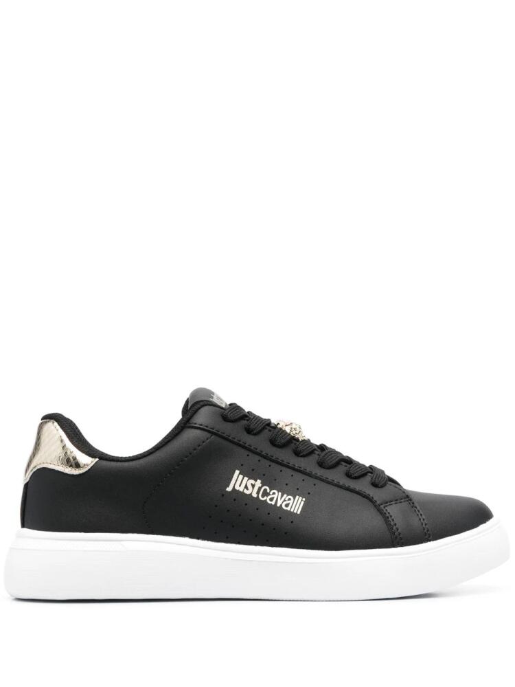 Just Cavalli metallic-detail logo-print sneakers - Black Cover