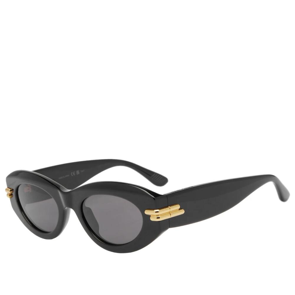 Bottega Veneta Eyewear Women's Bottega Veneta Mitre Oval Sunglasses in Black/Grey Cover