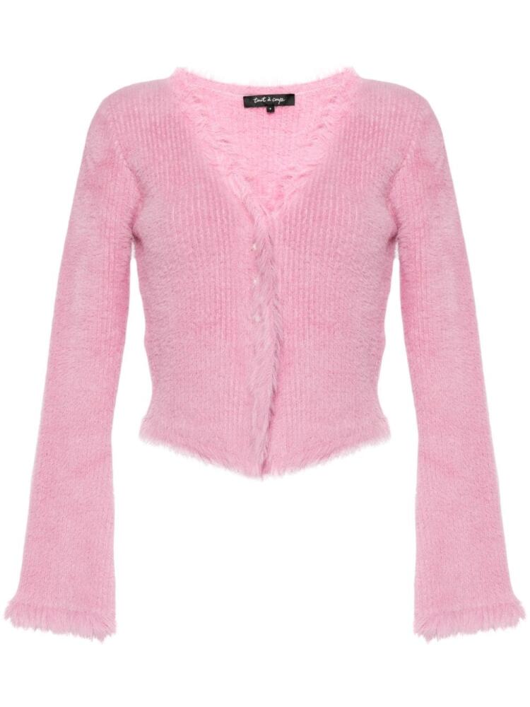 tout a coup faux-fur trim cropped cardigan - Pink Cover