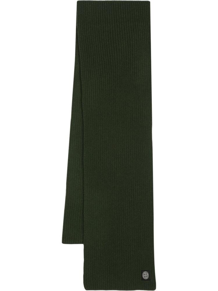 Stone Island logo-patch detail knit scarf - Green Cover