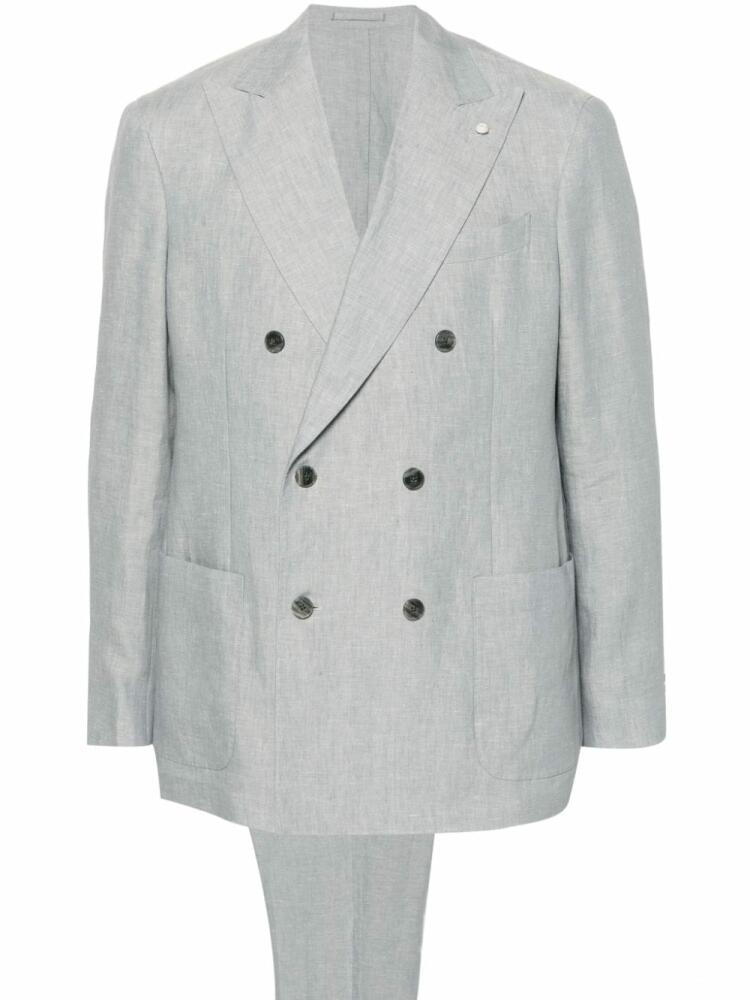 LUIGI BIANCHI MANTOVA double-breasted linen suit - Green Cover