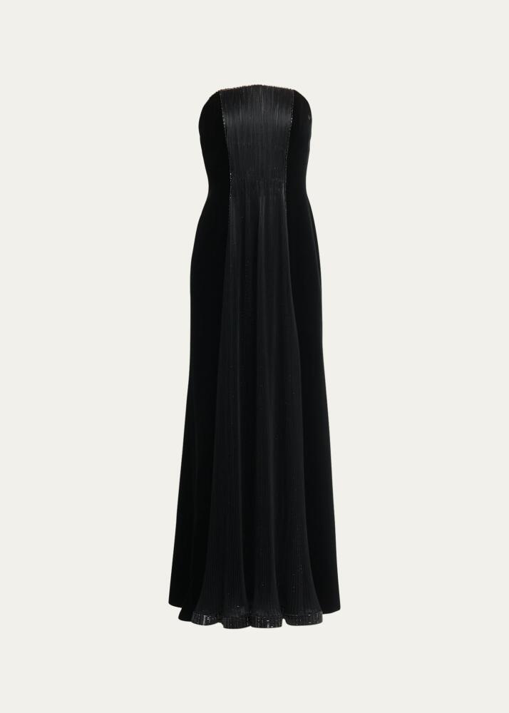 Giorgio Armani Velvet Strapless Gown with Crystal Panel Cover