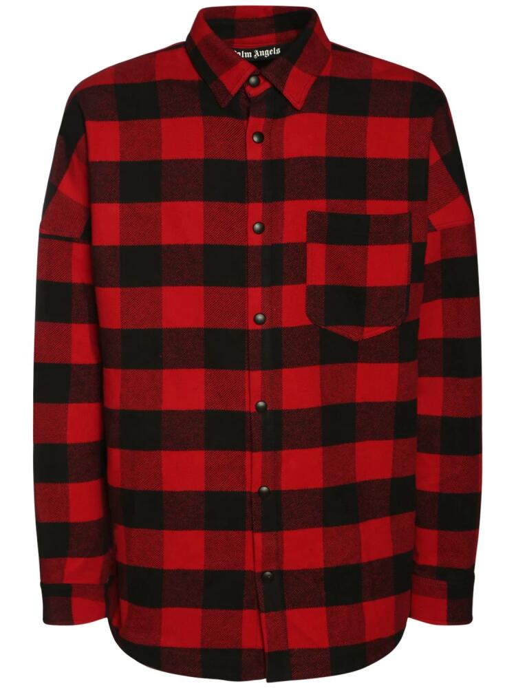 PALM ANGELS Logo Print Cotton Check Over Shirt Cover