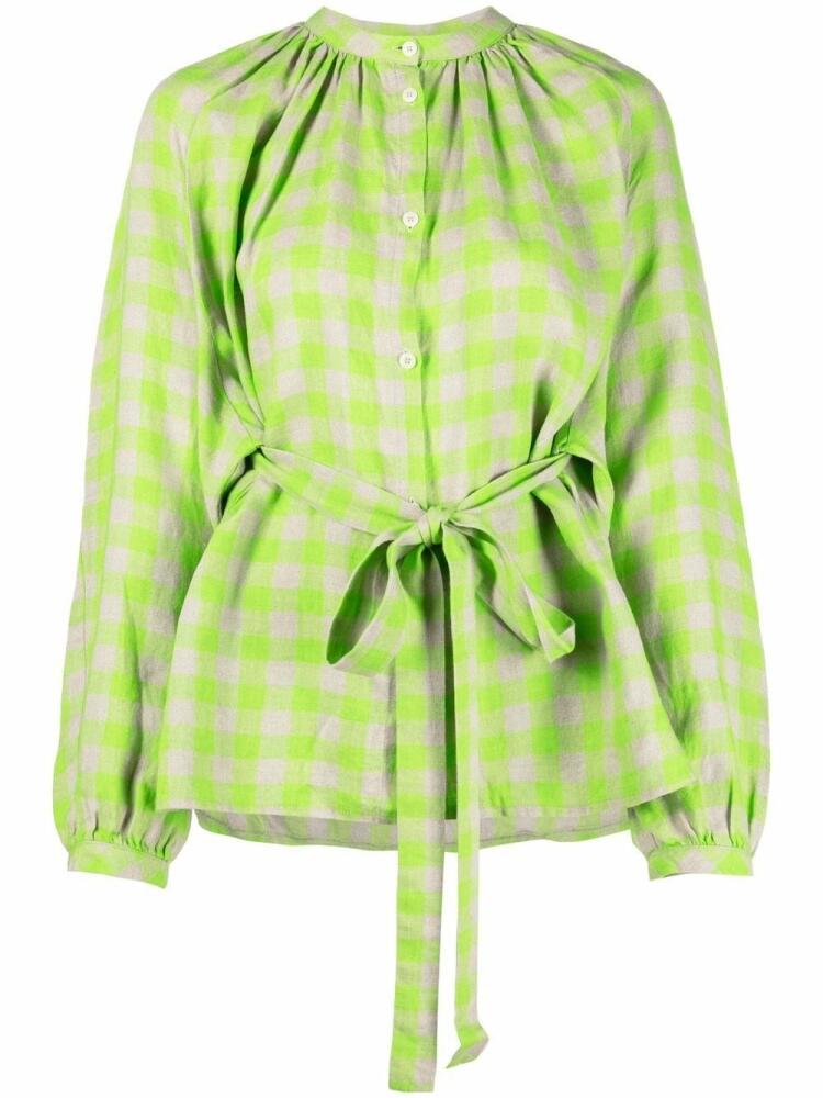 Henrik Vibskov check-print long-sleeve blouse - Green Cover