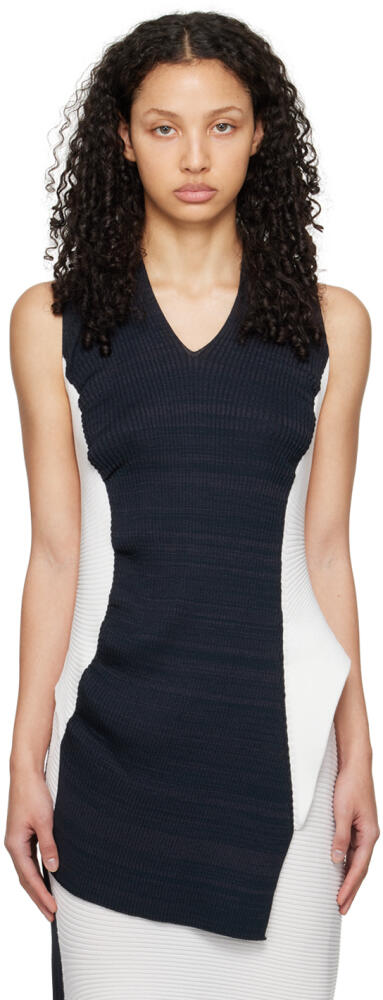 ISSEY MIYAKE Navy & White Aerate Tank Top Cover