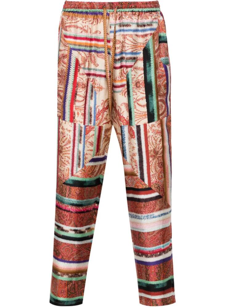 Pierre-Louis Mascia Aloe graphic-print silk trousers - Neutrals Cover